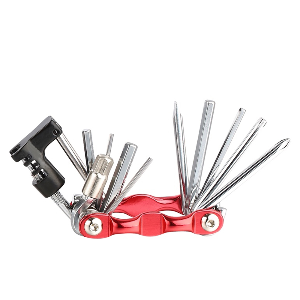 Фото Мультитул KEN TECH KL-9835S красный+ CP 11 функций: шестигранники, отвёртки, выжимка цепи