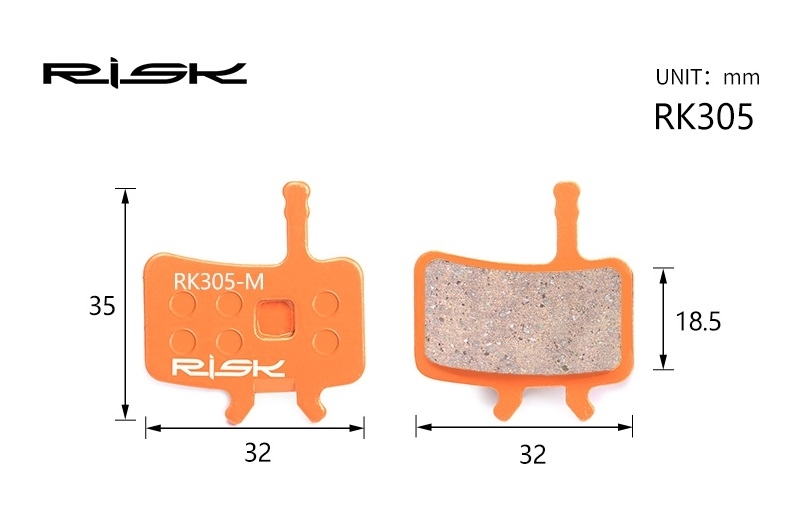 Колодки гальмiвнi полуметал пiд дисковi гальма RISK RK305-S 
Пiдходить пiд дисковi гальма AVID BB7，Juicy3/5/7