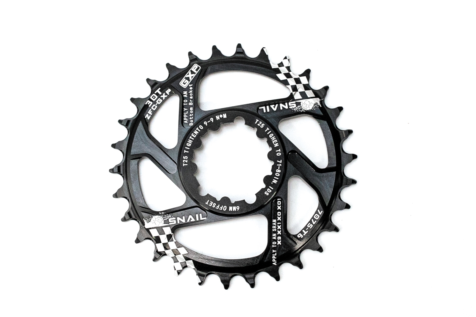 Фото Звезда-неспадайка к шатуну NW AL 30T GXP (SRAM) offset 6mm SNAIL (черн.)