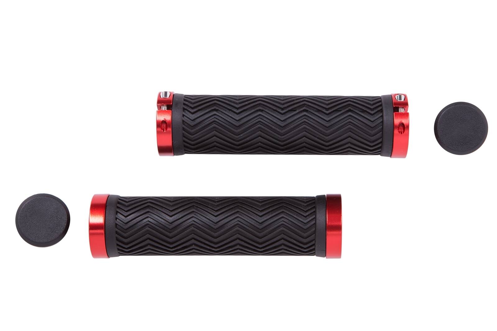Грипси PVC L130mm із Al чорним замком чорно-червоні HL-G240