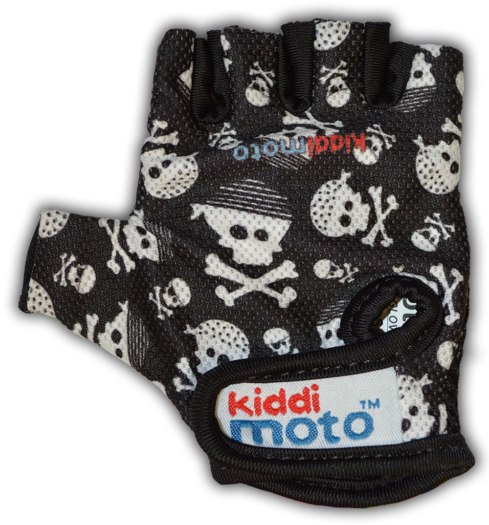 Перчатки детские Kiddimoto чёрные с черепами
