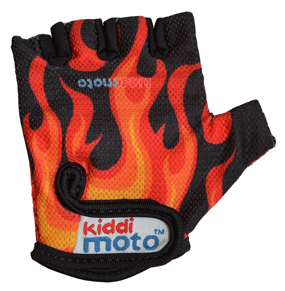 Перчатки детские Kiddimoto чёрные с языками пламени