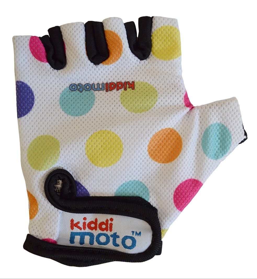 Перчатки детские Kiddimoto белые в цветной горошек