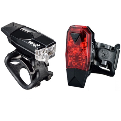 фото - Комплект блималок Infini MINI LAVA I-261WR-BK, 4 режими, вбудований USB кабель, з кріпл.