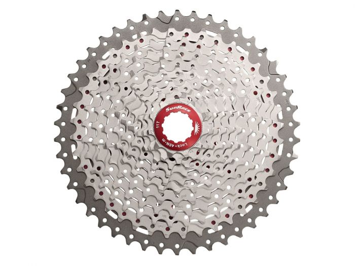 Касета інд. 11-k 11-46T SUN RACE MX8 MTB, алюмінієвий павук, Metallic Silver