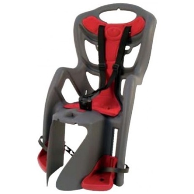 фото - Сидіння задн. Bellelli Pepe Сlamp (на багажник) до 22кг, сіре з червоною підкладкою