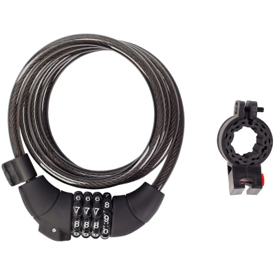 фото - Кодовий замок Green Cycle PYM3789 (PY3127) в сіліконовій обоймі 10×150см, зміна коду, світлодіодне підсвічування циферблата, чорний + кріплення