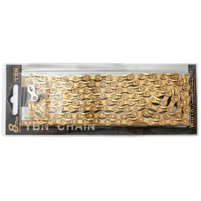 фото - Ланцюг на велосипед 8 швидкостей 116зв. YBN SLA-H8 Gold із замком
