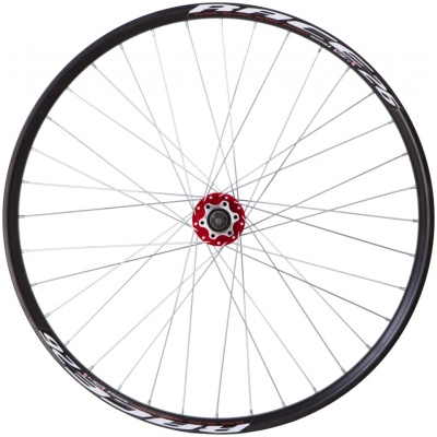 фото - Колесо задн. VLT 27.5″ AL 36H двост. чорн.; Втулка SHUNFENG SF-A217R під диск., колір червоний, на пром. підшипн. під касету 8-9-10