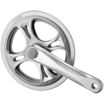 фото - Комплект шатунів PROWHEEL PRO-E48PP, 170mm, 48T, захист ланцюга пластиковий, подвійний, зірки сталь, під квадрат, сріблясті