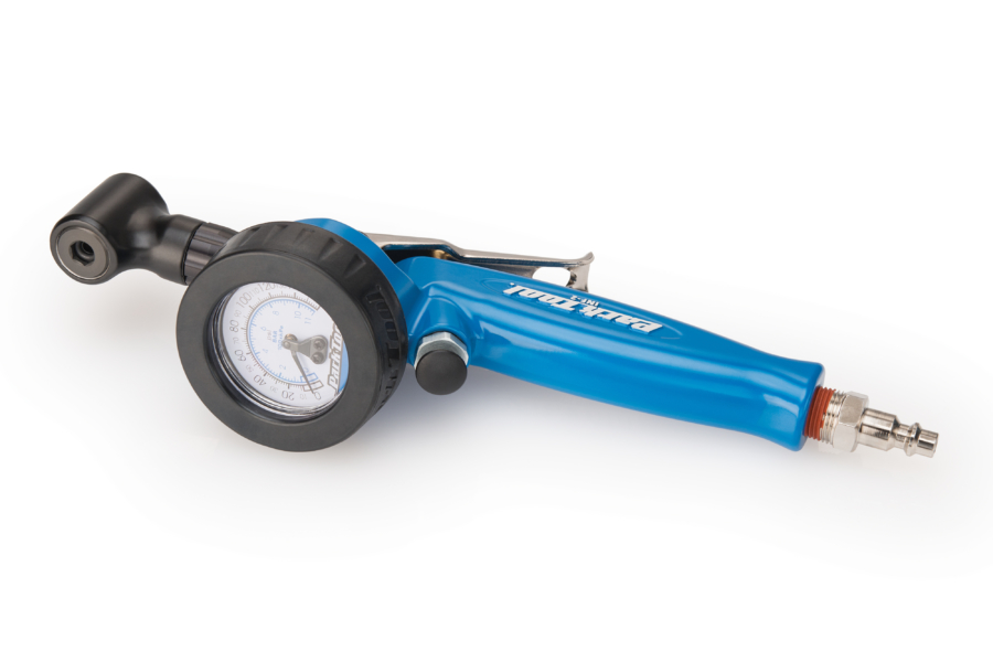 Фото Пневмопистолет Park Tool INF-1 для накачивания шин presta+schrader, с манометром 0–15 bars