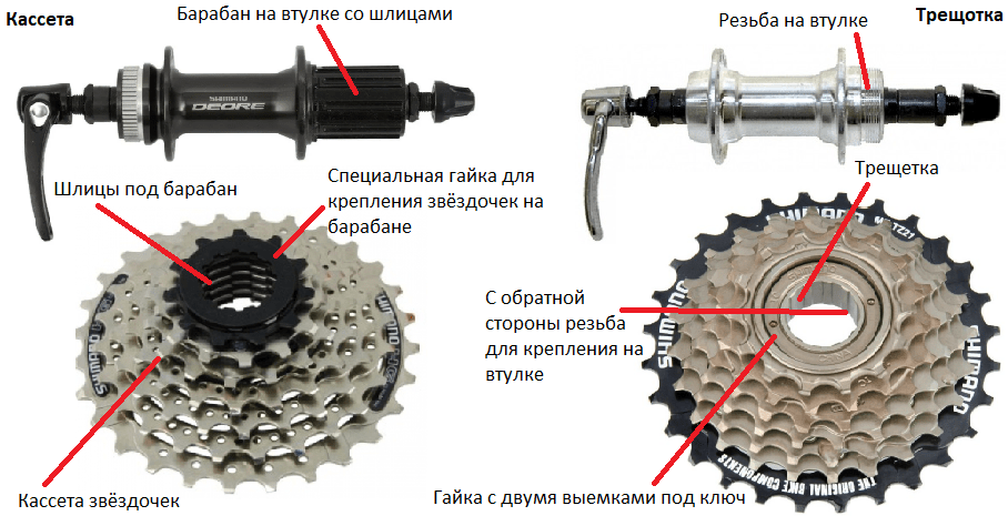 У чому основна відмінність між касетою і тріскачкою?