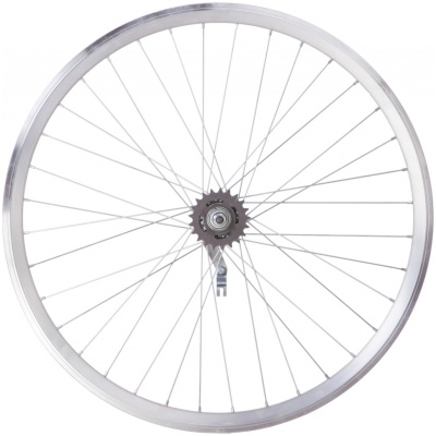 фото - Колесо задн. VLT 26″ AL 36H двуст. дорожн. silver; Втулка тормозная VELOSTEEL (Чехия) на гайках