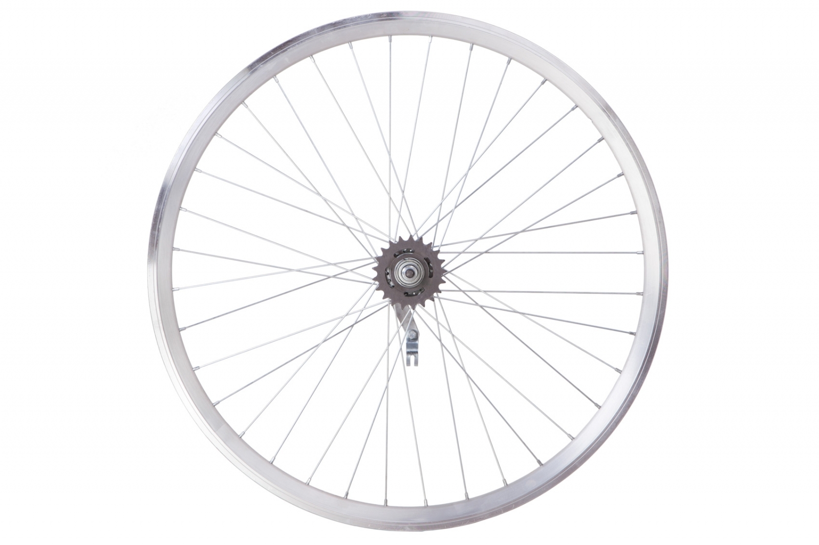 Фото Колесо задн. VLT 26″ AL 36H двуст. дорожн. silver; Втулка тормозная VELOSTEEL (Чехия) на гайках