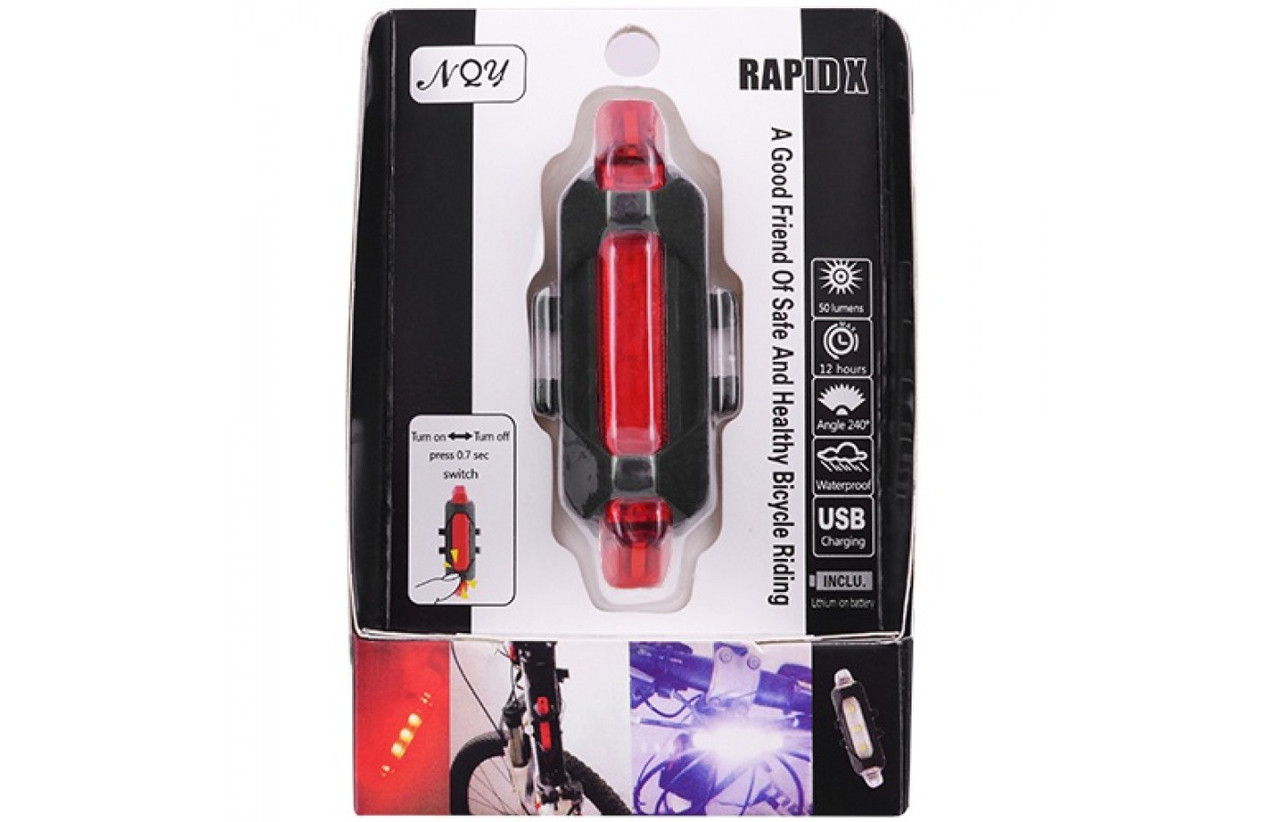 Задняя фара BauTech DC-918/AQY-093, аккум. Li-ion, micro USB, красный (DC-918-red)