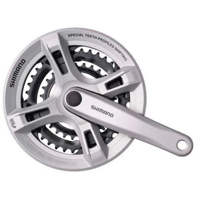 фото - Шатун Shimano FC-M171 Tourney 170мм, 24х34х42Т, черный-серый (09018)