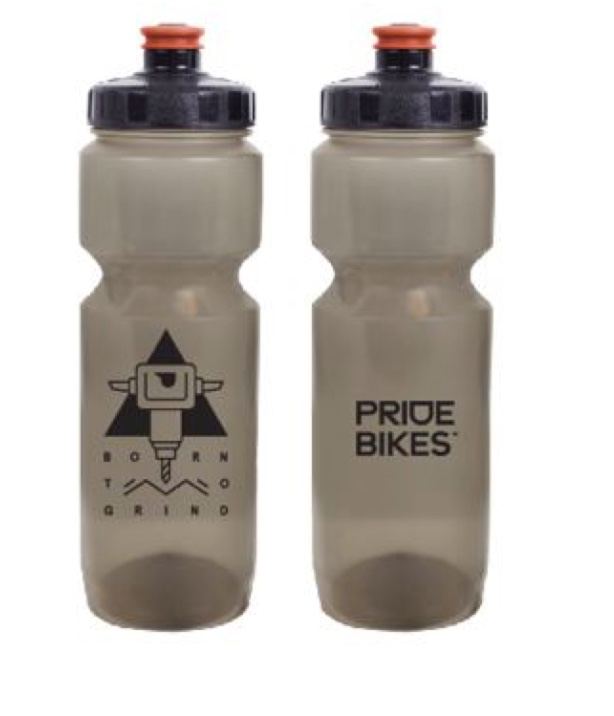 Фляга 0,8 Pridebikes GBT-553L Born to grind, дымчатая с черным