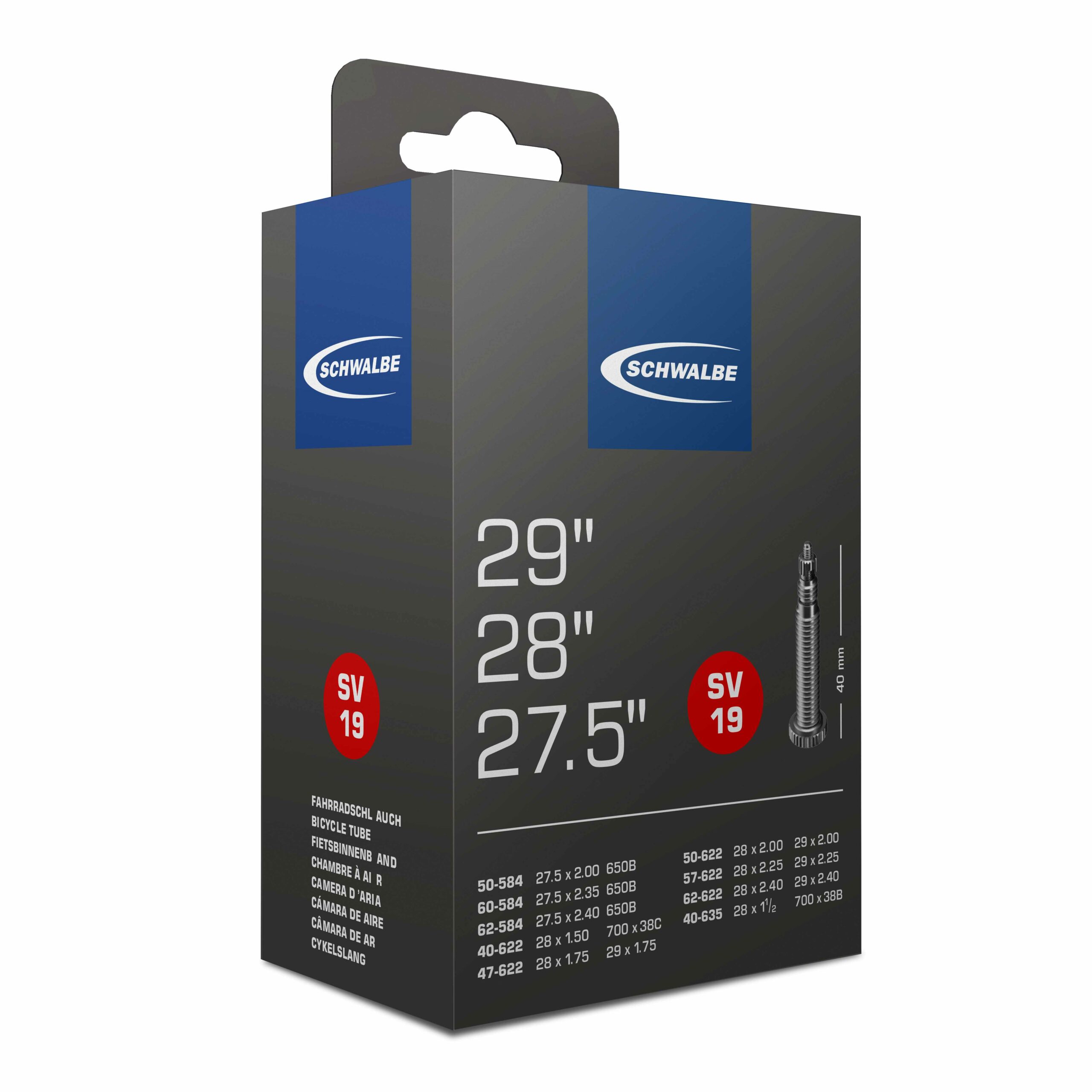 Камера Schwalbe SV19 28/29 (700x40-62C/622-635) ниппель FV 40мм