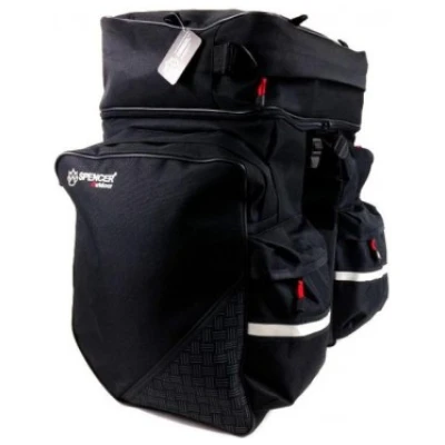 фото - Велосумка на багажник Spencer Triple Bag 3-х секционная 49л, черный (SAKS14)
