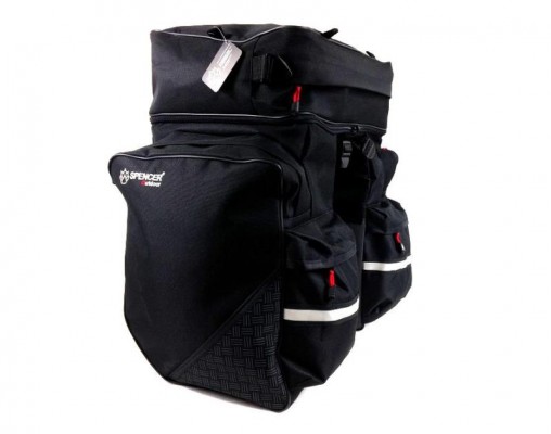 Фото Велосумка на багажник Spencer Triple Bag 3-х секционная 49л, черный (SAKS14)