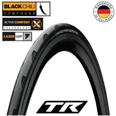 фото - Покришка безкамерна Continental Grand Prix 5000S чорна, складана BlackChili, Active Comfort Technology, Lazer Grip