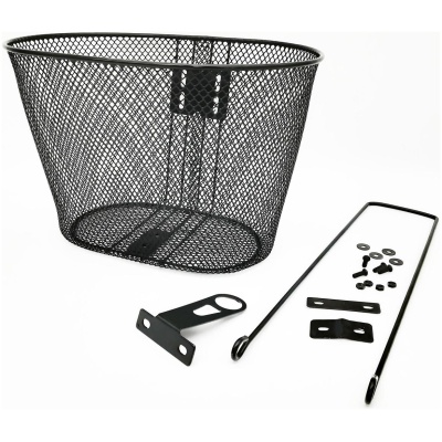 фото - Кошик сталевий 24″, 22x23x31, кріплення на винос керма, чорний (KOS071)