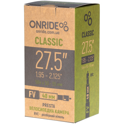 фото - Камера ONRIDE Classic 27.5"x1.95-2.125" FV 48 RVC — разборный ниппель