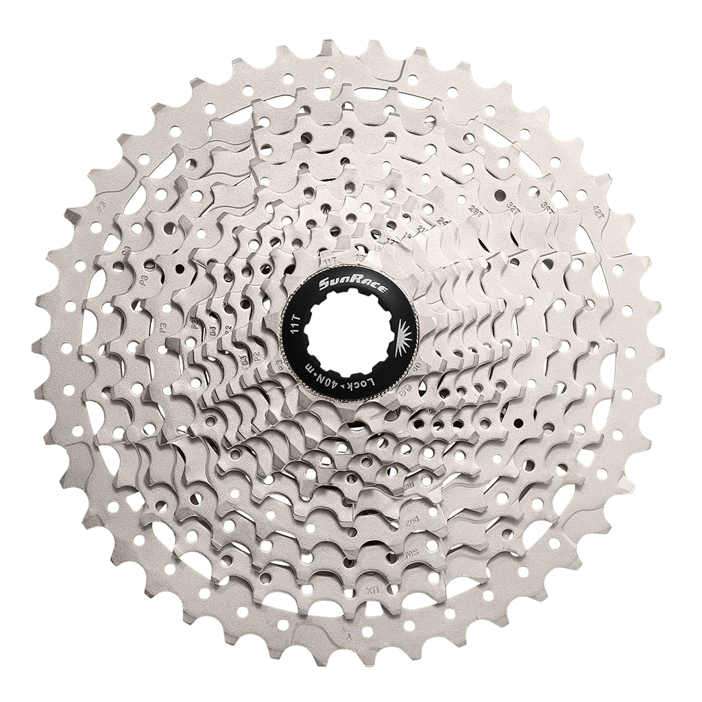 Касета інд. 11-k 11-46T SUN RACE MS7 MTB, сталевий павук, Metallic Silver