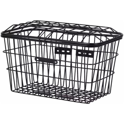 фото - Кошик передній залізний з кришкою, кріплення на винос, чорний (KOS20)