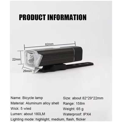 Фара передня Machfally BST-001 USB, чорний/червоний (BST-001-red)