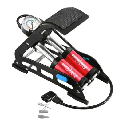 фото - Насос ножной Foot Pump с манометром, красный (10005)