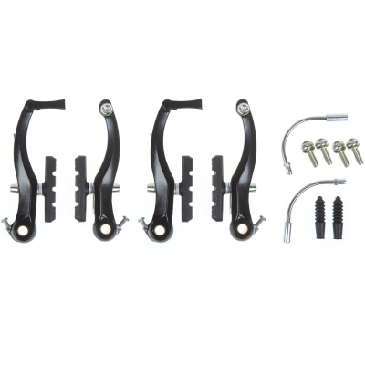 фото - Комплект гальм TW V-Brake 110 мм з направляючою та пильником, переднє + заднє, алюміній, чорний