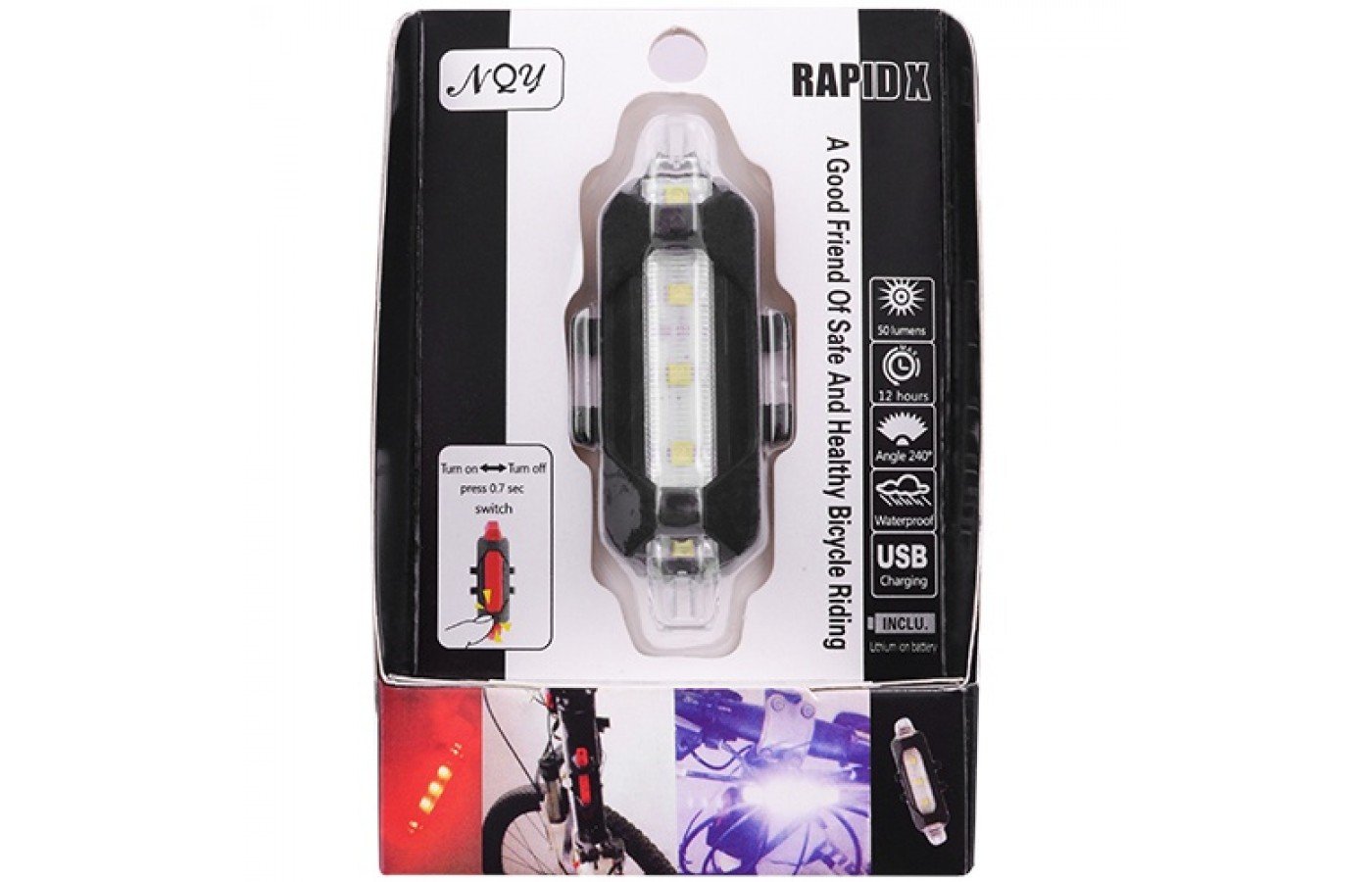 Передняя фара DC-918/AQY-093, аккум. Li-ion, micro USB, белый (DC-918-white)