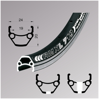 фото - Обод Remerx DRAGON LINE 719, 27,5», 584×19, 32 отв., AV, черн. анод., V-Br, CNC