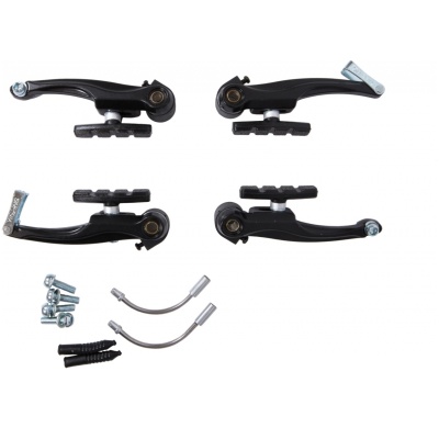 фото - Комплект гальм TW C228 110 мм з направляючою та пильником, переднє + заднє, алюміній, чор.