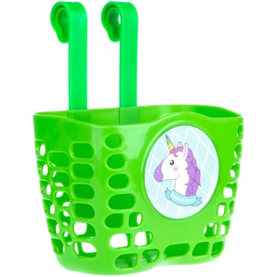 фото - Корзина детская пластиковая на руль ONRIDE Pony Mini зеленая для велосипедов 12-14″;