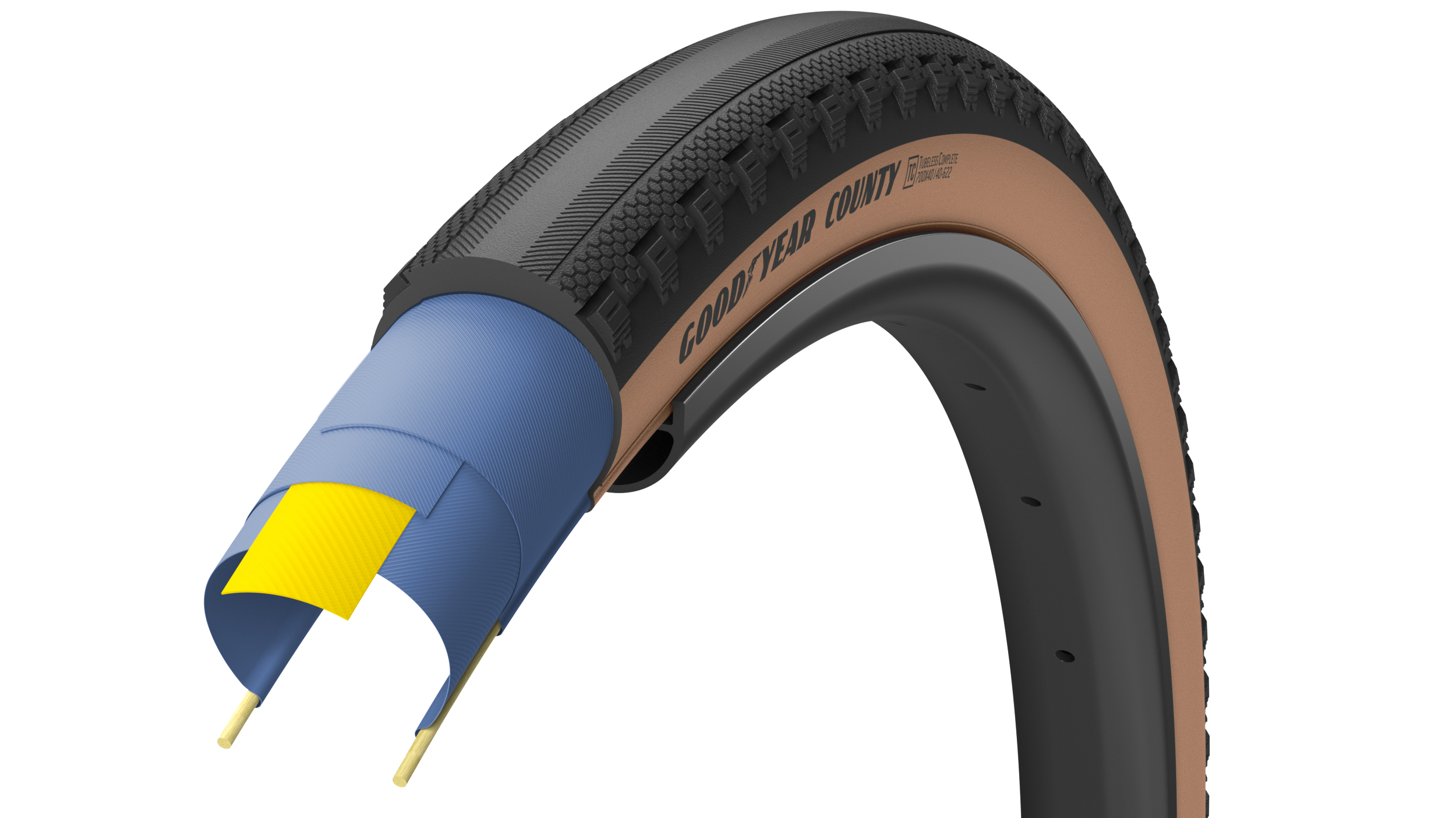 Фото Покрышка 700×35 (35-622) GoodYear County Ultimate Tubeless Complete Folding Blk/Tan, 120tpi