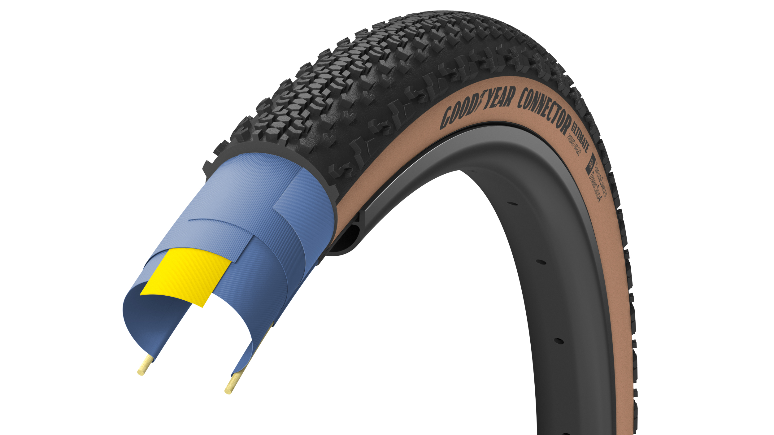 Фото Покрышка 700×45 (45-622) GoodYear Connector Ultimate Tubeless Complete Folding Blk/Tan, 120tpi