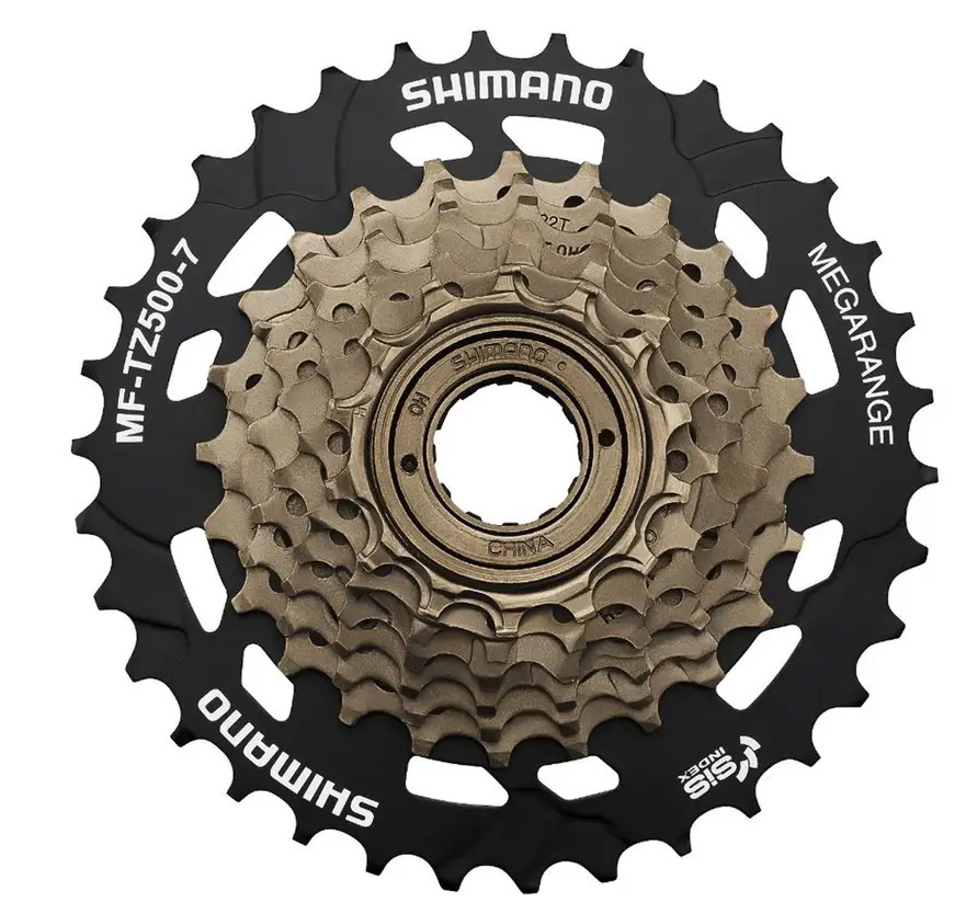 Тріскачка 7 скор. SHIMANO MF-TZ500-7 Megarange 14-34T коричневий