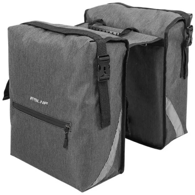 фото - Велосумка на багажник EsLNF 2-х секційна, 28л, сірий (T-002)