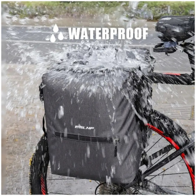 фото - Велосумка на багажник EsLNF 2-х секційна, 28л, сірий (T-002)