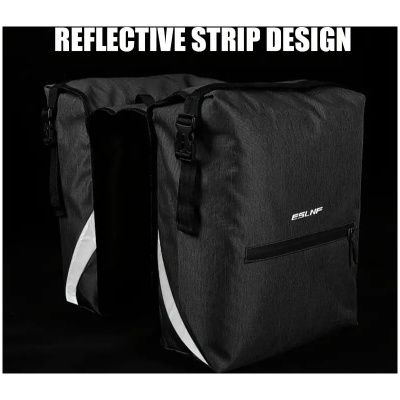 фото - Велосумка на багажник EsLNF 2-х секційна, 28л, сірий (T-002)