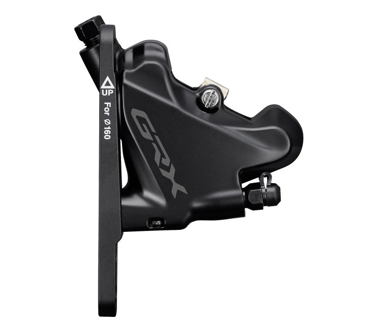 Каліпер гідравлічних гальм Shimano BR-RX400 GRX, FLAT MOUNT, передній, ротор 140/160мм, колодка L03A RESIN PAD(W/FIN)