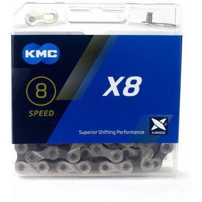 фото - Ланцюг KMC X8 Silver/Gray 1/2 X 3/32 114 ланок із замком у боксі