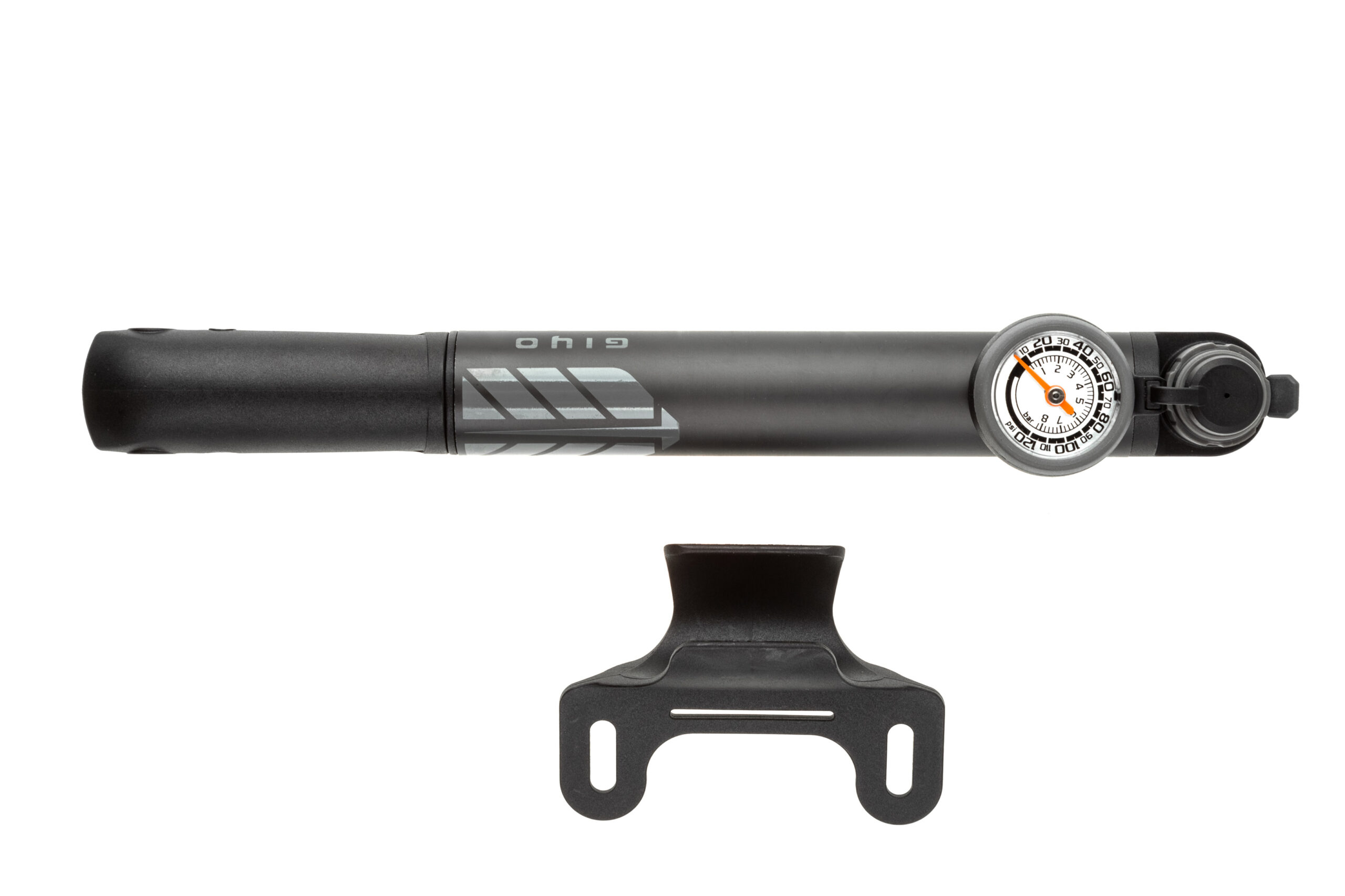 Насос компактний Giyo GP-987, алюміній, манометр, подвійна головка, 25см, 80psi/5,5bar