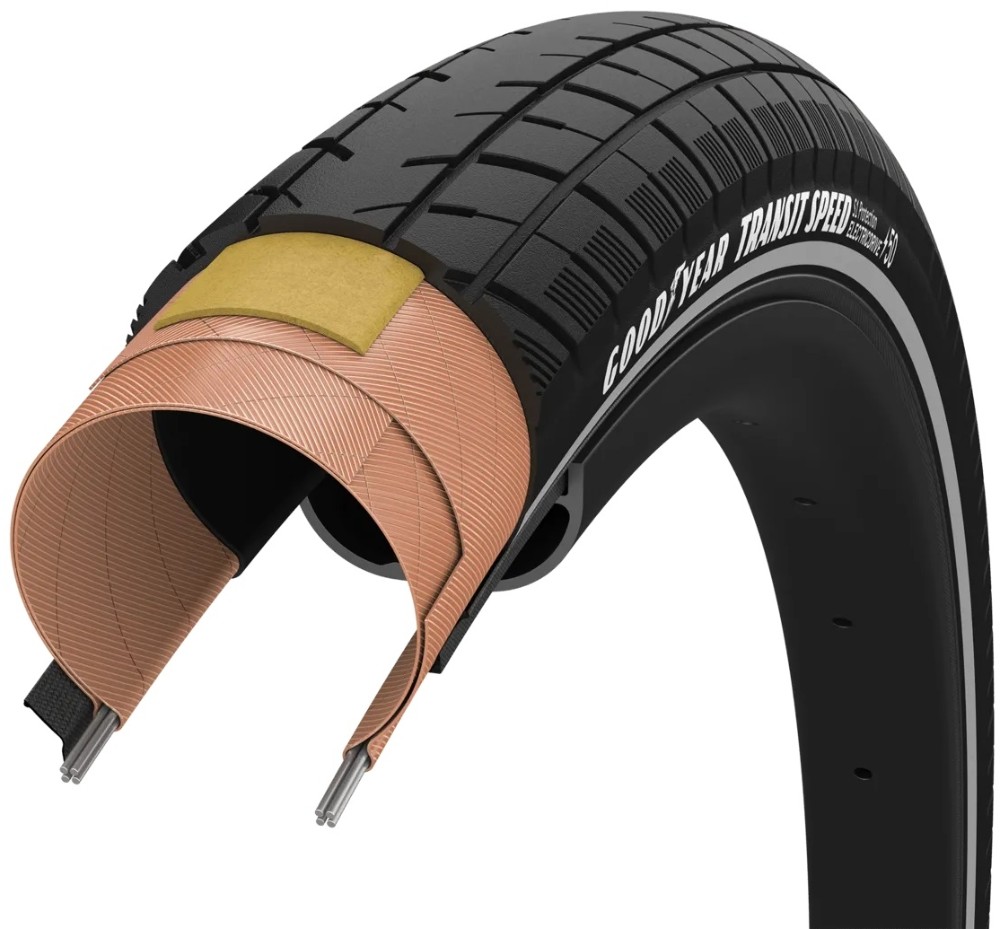 Фото Покришка 700×30 (30-622) GoodYear Transit Speed S1:Protection, Wire, Black + світловідбиваючі смуги, 60tpi