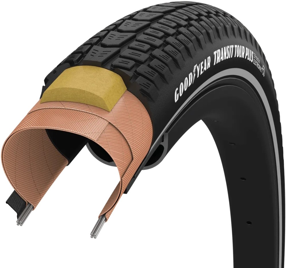 Фото Покрышка 700×45 (45-622) GoodYear Transit Tour Plus S5:Protection, Wire, Black + reflective strips, 60tpi
