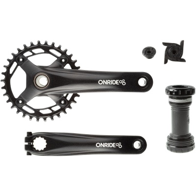 фото - Шатуны ONRIDE Solo Pro 1110, Hollowtech, 170 мм, 34Т, BCD 104 мм, на 11/10/9 ск., с кареткой, черный