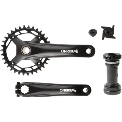 фото - Шатуны ONRIDE Solo Pro 1110, Hollowtech, 170 мм, 34Т, BCD 104 мм, на 11/10/9 ск., с кареткой, черный