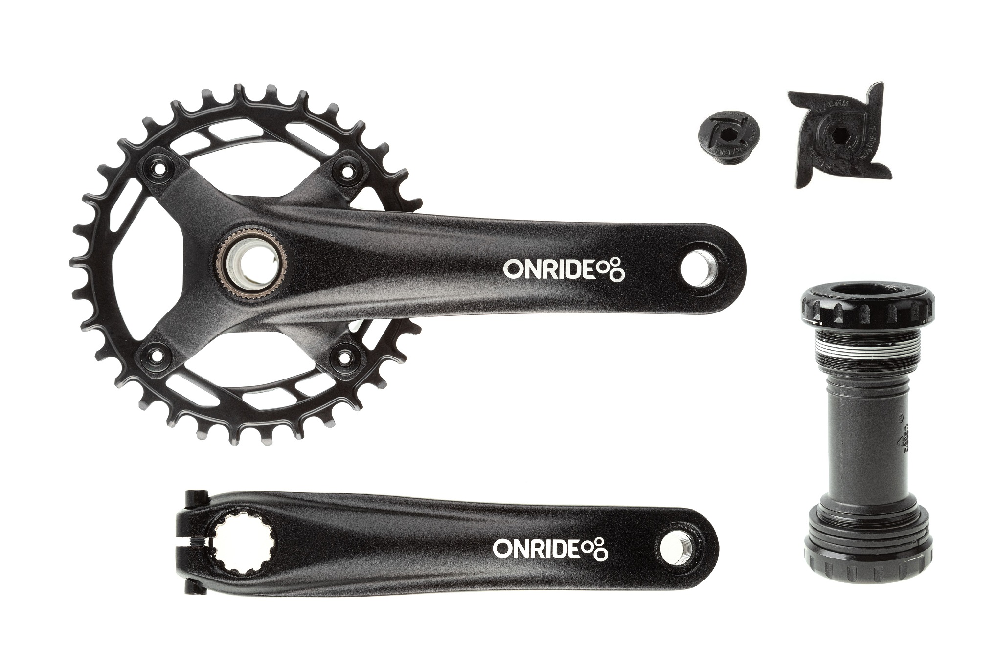 Фото Шатуны ONRIDE Solo Pro 1110, Hollowtech, 170 мм, 34Т, BCD 104 мм, на 11/10/9 ск., с кареткой, черный